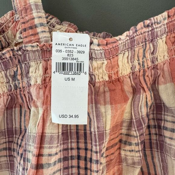 American Eagle pink plaid crop tank top size medium - Picture 4 of 5